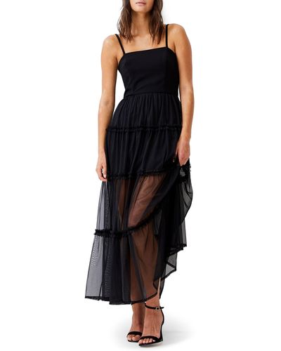 French Connection Whisper Strappy Tulle Maxi Dress - Black