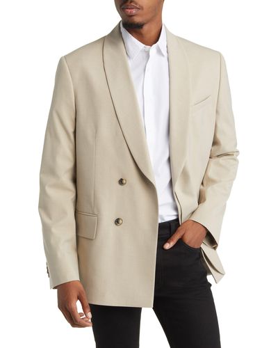 TOPMAN Shawl Collar Wrap Suit Jacket - Natural
