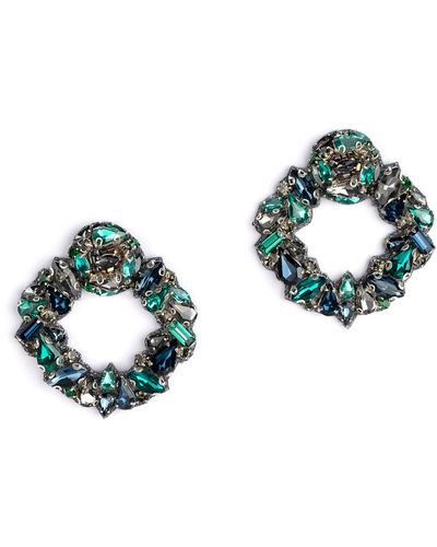 Deepa Gurnani Katya Crystal Frontal Hoop Earrings - Blue