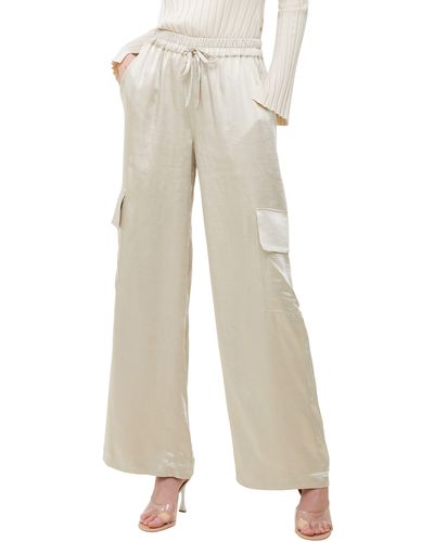 French Connection Chloetta Satin Cargo Pants - Natural