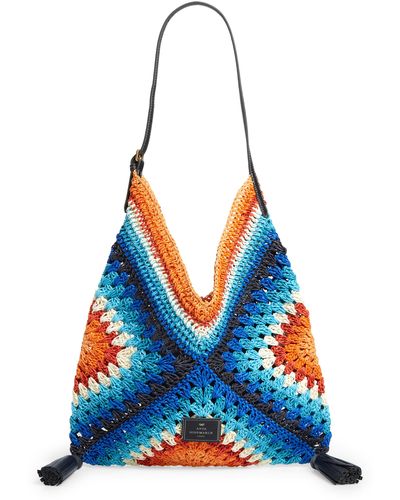 Anya Hindmarch Granny Square Crochet Shoulder Bag - Blue