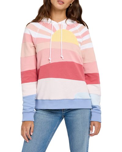 Faherty Soleil Stripe Cotton Hoodie - Red