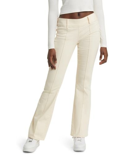 PacSun Front Seam Flare Pants - Natural