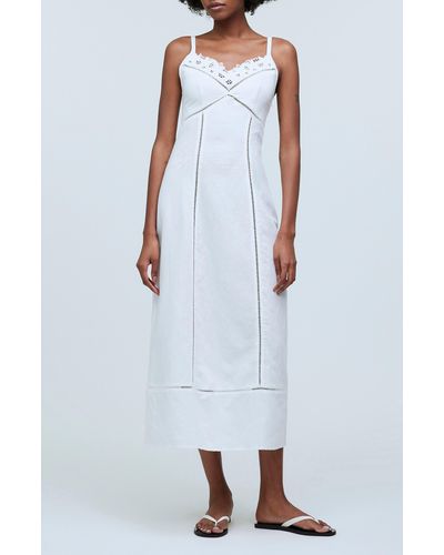 Madewell Sweetheart Neck Linen Blend Dress - White
