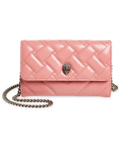 Kurt Geiger Kensington Quilted Leather Wallet On A Chain - Pink