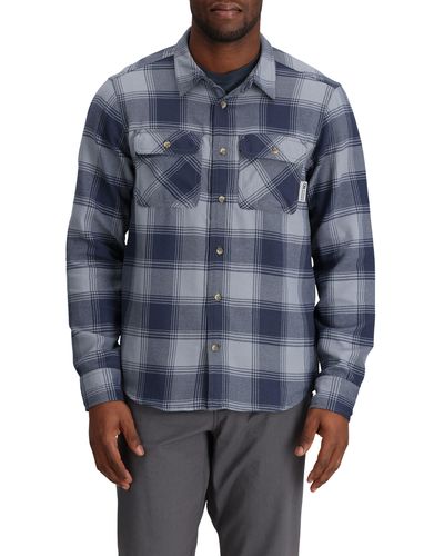 Outdoor Research Feedback Plaid Flannel Overshirt - Blue