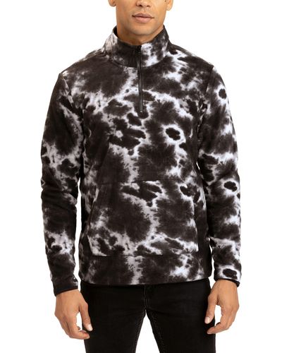 Threads For Thought Pershing Atomic Tie Dye Half Zip Pullover - Black