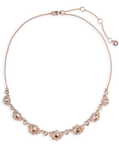 Marchesa Pear Crystal Halo Frontal Necklace - White
