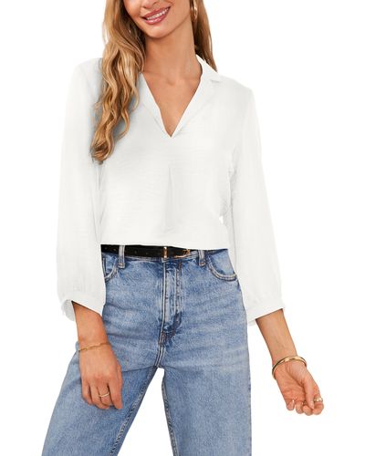 Vince Camuto Pleat Front Satin Shirt - White