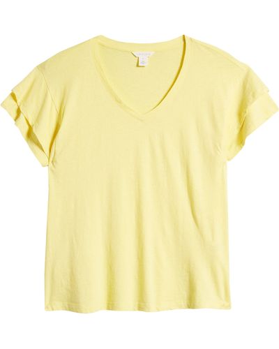 Caslon Caslon(r) Flutter Sleeve Cotton & Linentop - Yellow