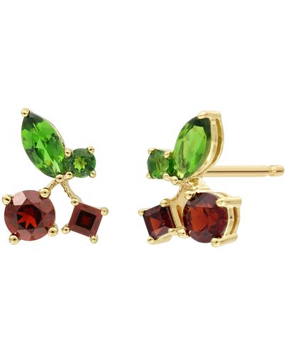 Bony Levy Garnet & Diopside 14k Gold Stud Earrings - Green