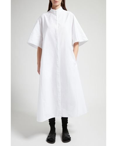 The Row Bredel Cotton Poplin Midi Shirtdress - White