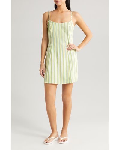Billabong Stay Awhile Stripe Sleeveless Minidress - Green