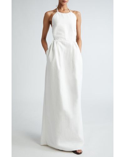 Max Mara Europa Cotton Halter Gown - White
