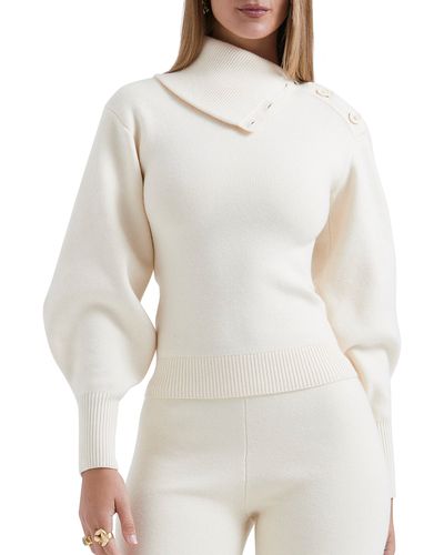 House Of Cb Adelita Split Cowl Neck Sweater - White