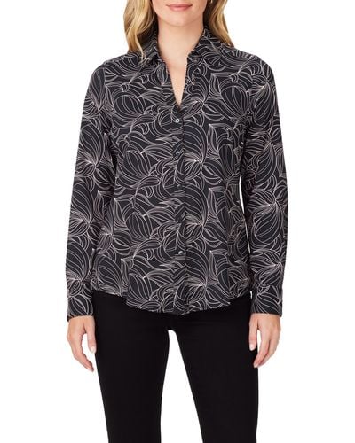 Foxcroft Swirling Slope Button-up Shirt - Black