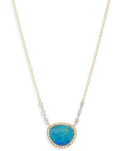 Meira T Opal & Diamond Pendant Necklace - Metallic