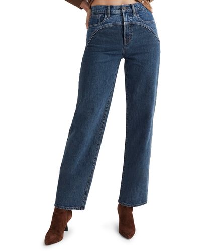 Madewell Two Tone Wide Leg Crop Jeans - Blue