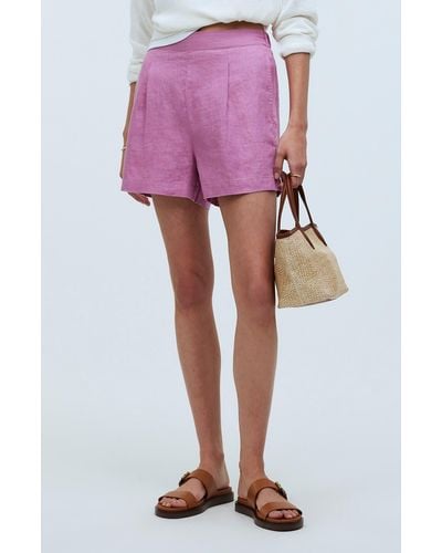 Madewell Clean Linen Pull-on Shorts - Pink