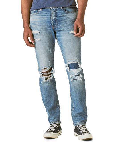 Lucky Brand 411 Athletic Ripped Tapered Leg Jeans - Blue