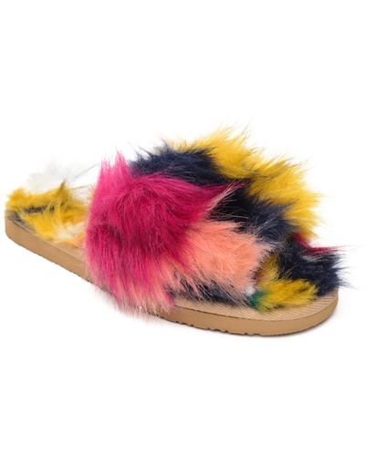 Minnetonka Lolo Faux Fur Slide Sandal - Pink