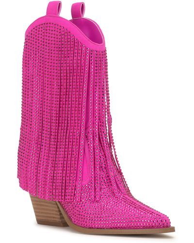 Jessica Simpson Paredisa Fringe Western Boot - Pink