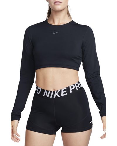 Nike Pro Dri-fit Long Sleeve Crop Top - Blue
