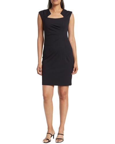 Connected Apparel Cut-out Neck Mini Dress In Black/gold At Nordstrom Rack