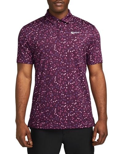 Nike Dri-fit Tour Floral Performance Golf Polo - Red