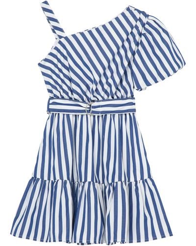 Habitual Kids' Stripe One-shoulder Dress - Blue