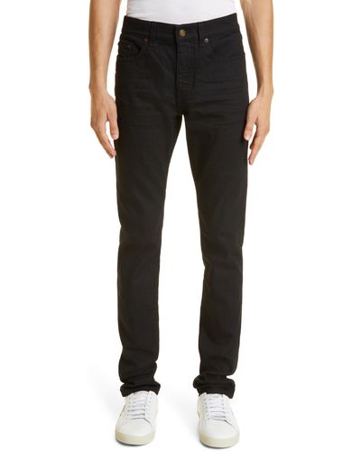 Saint Laurent Skinny Fit Stretch Cotton Jeans - Black