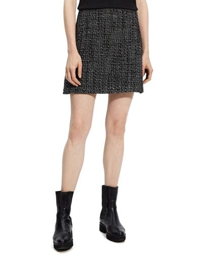 Theory Noelle High Waist Tweed Miniskirt - Black