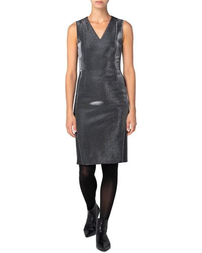 Akris Punto Metallic Jersey Sheath Dress - Black