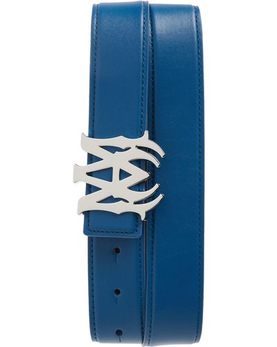 Amiri Monogram Logo Calfskin Leather Belt - Blue