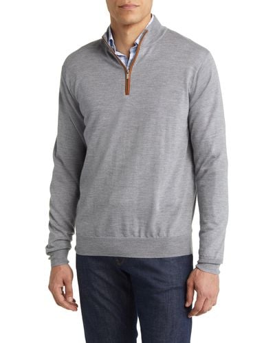 Peter Millar Autumn Crest Wool Blend Quarter Zip Pullover - Gray