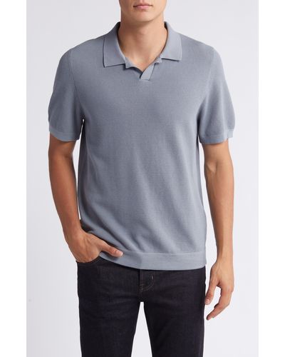 7 For All Mankind Textured Johnny Collar Polo - Gray