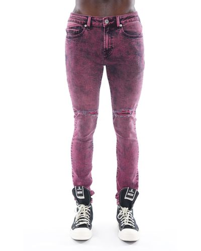 Cult Of Individuality Punk Ripped Super Skinny Jeans - Purple