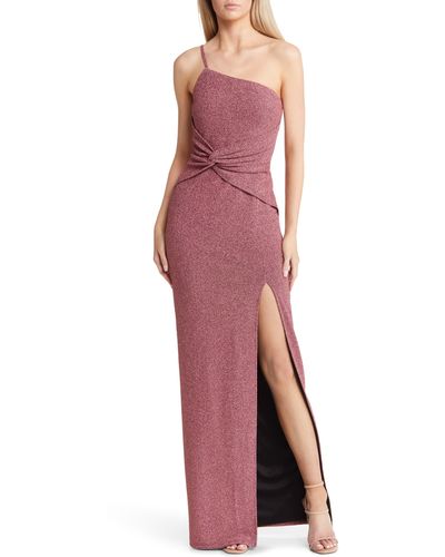 Lulus Luxe Radiance Metallic One-shoulder Gown - Purple