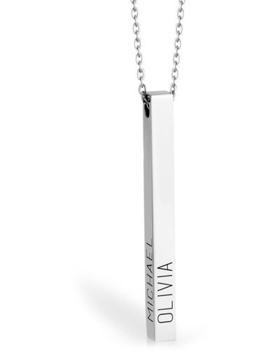 Melanie Marie Personalized Bar Pendant Necklace - White