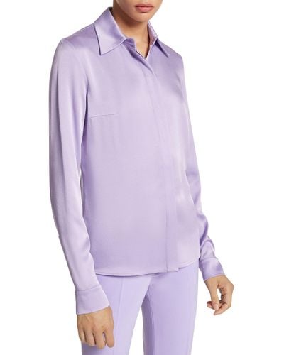 Michael Kors Hansen Charmeuse Button-up Shirt - Purple