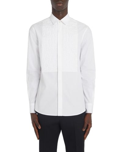 Valentino Woven Plastron Cotton Button-up Shirt - White