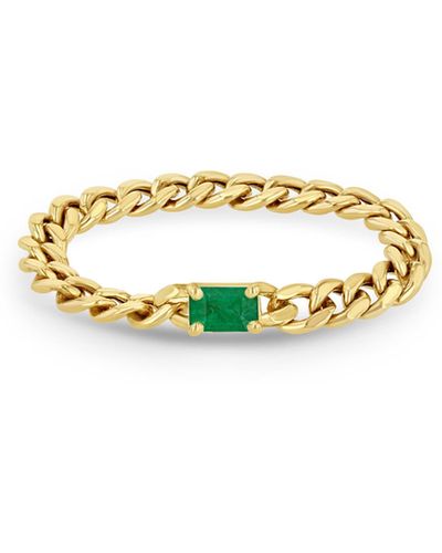 Zoe Chicco 14k Gold Chain Emerald Ring - Multicolor