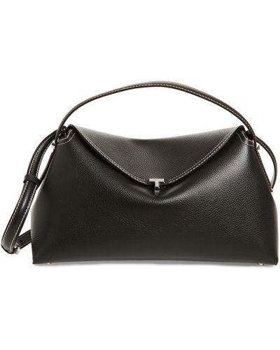 Totême T-lock Curved Leather Shoulder Bag - Black