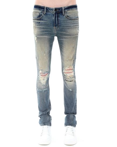 HVMAN Strat Ripped Super Skinny Jeans - Blue
