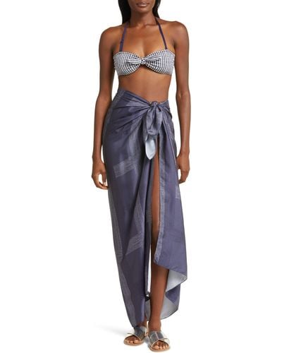 lemlem Adia Tie Front Cover-up Sarong - Blue