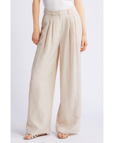 Nordstrom Pleated Wide Leg Pants - Natural