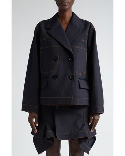 Sacai Chalk Stripe Jacket in Black | Lyst