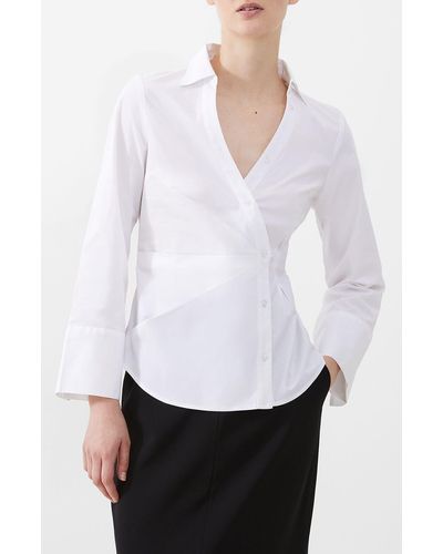 French Connection Isabelle Asymmetric Cotton Shirt - White