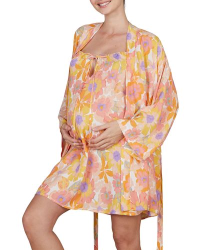 Cache Coeur Barbara Maternity/nursing Robe - Orange