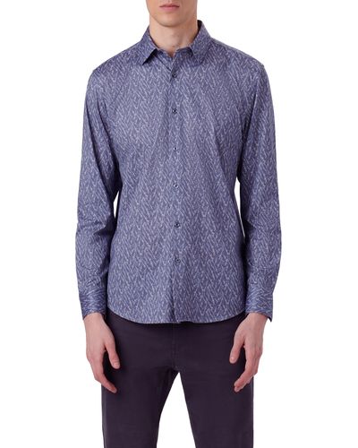Bugatchi James Ooohcotton® Abstract Print Button-up Shirt - Blue